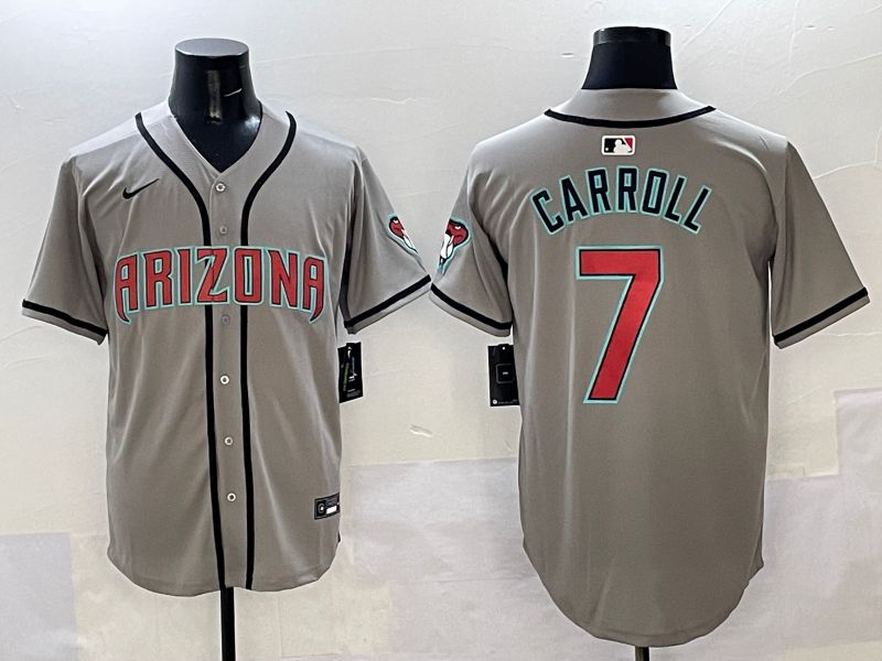 Men Arizona Diamondback #7 Carroll Grey Game Nike 2025 MLB Jersey style 31->arizona diamondback->MLB Jersey